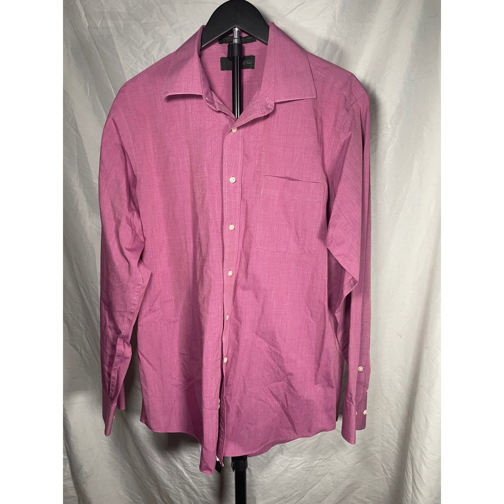 Marshall Fields Mens Pink Cotton Non-Iron Stain Resistant Dress Shirt 16 34/35